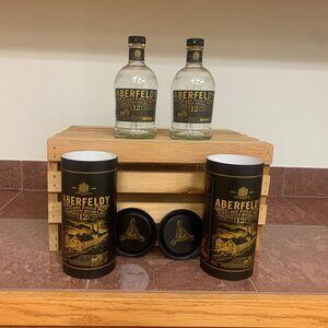 BOTTLE - 2 empty ABERFELDY 12 YR Highland Single Malt Scotch Whisky & canisters